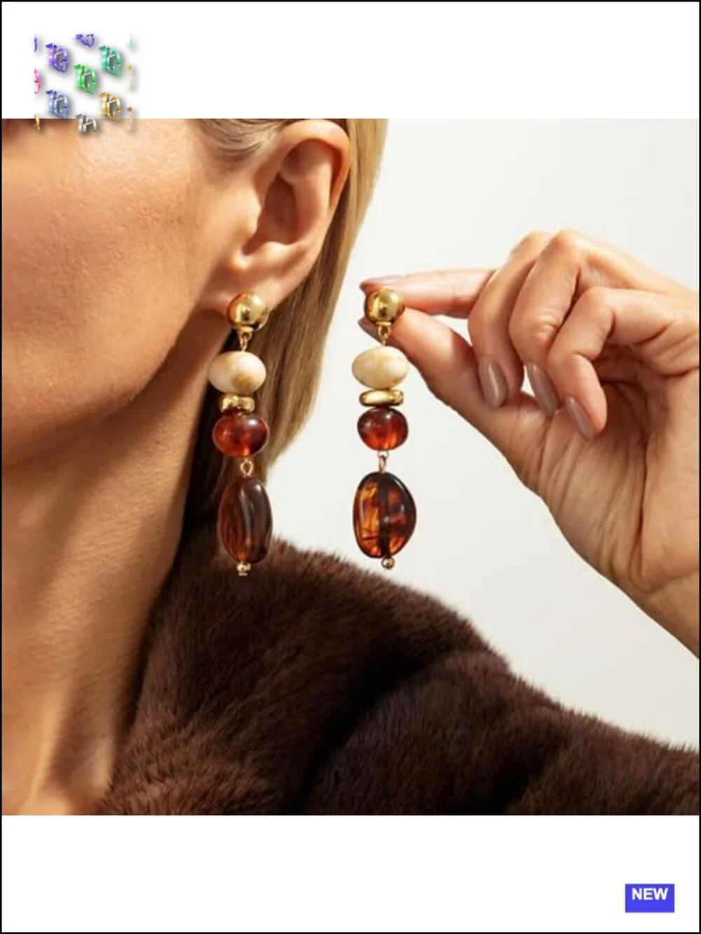 Chunky Resin Drop Dangle Earrings Vintage Geometric Jewelry